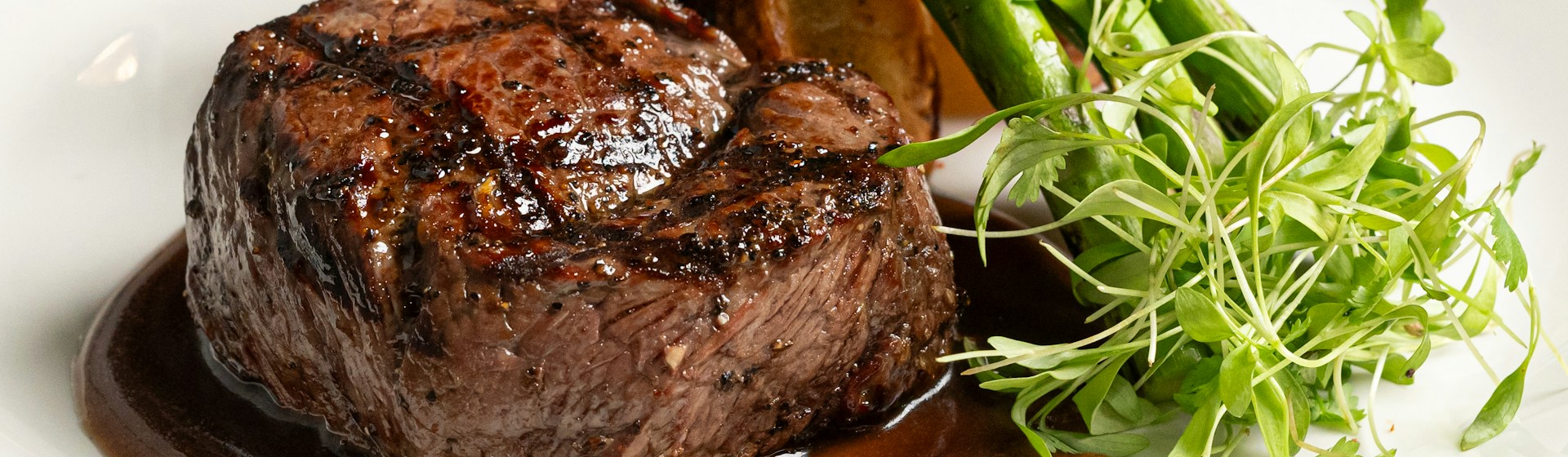 Steak dinner with wine